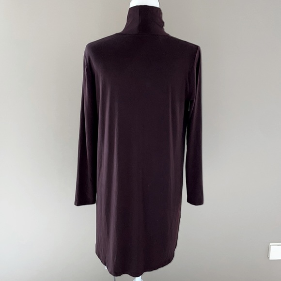 Eileen Fisher Scrunched Turtleneck Jersey Tunic, Brown, Size Small - Picture 5 of 10
